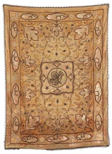 AN OTTOMAN EMBROIDERED HANGING PANEL