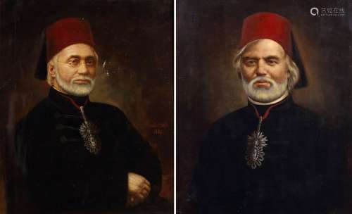 TWO FRAMED PAINTINGS DEPICTING IMPORTANT OTTOMAN P…