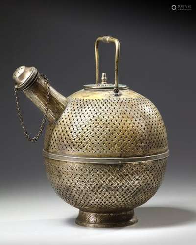 AN OTTOMAN GILT COPPER OPENWORK COOLING VESSEL ( K…