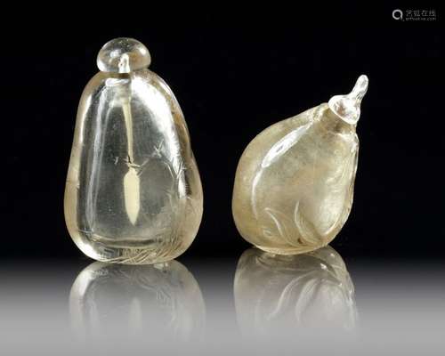 TWO CHINESE ROCK CRYSTAL SNUFF BOTTLES