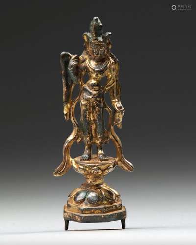 A CHINESE GILT BRONZE FIGURE OF AVALOKITESVARA