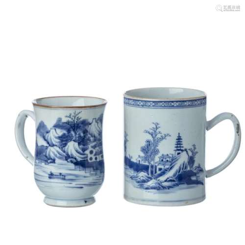 Two mugs in canton porcelain