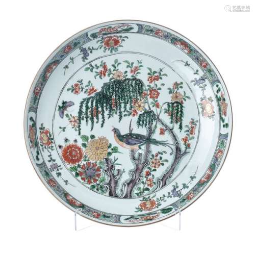 Famille verte plate in chinese porcelain, Kangxi