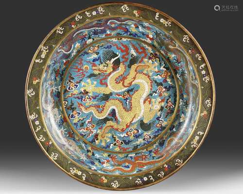 A CHINESE CLOISONNÉ ENAMEL 'DRAGON AND PHOENIX' BA…