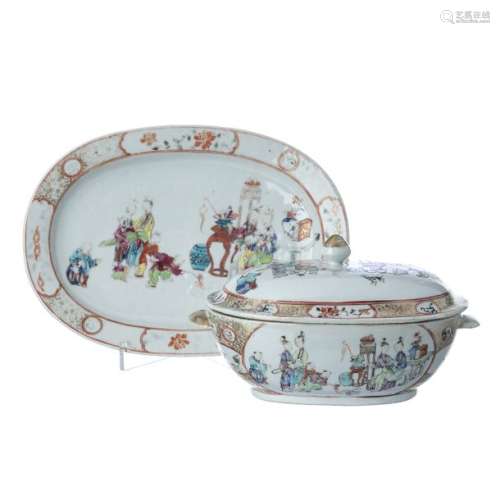 Mandarin Chinese porcelain tureen