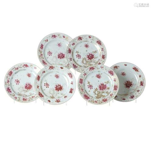 Set of six chinese porcelain plates, Qianlong