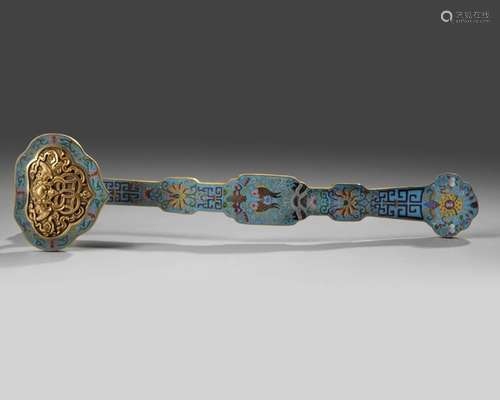 A CHINESE CLOISONNÉ ENAMEL RUYI SCEPTRE