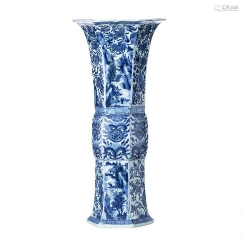 Chinese Porcelain Blue Trumpet Vase, Kangxi