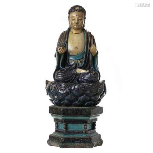 Ceramic buddha, Fahua Ware, Ming