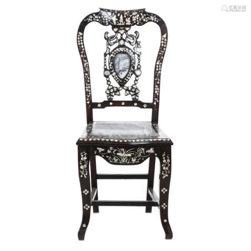 Chinese chair with mother of pearl, Minguo