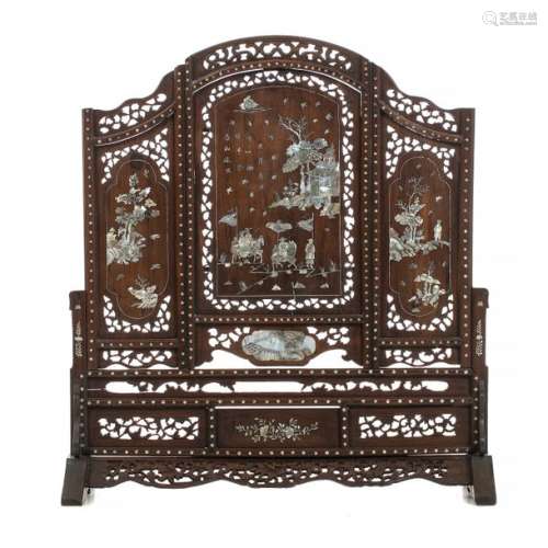 Chinese hongmu inlaid table screen