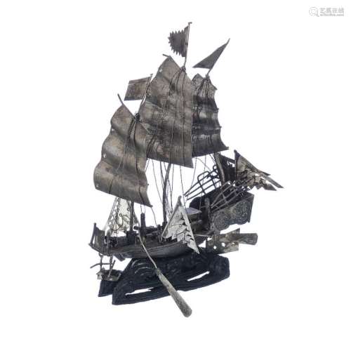 Chinese Silver Sailing Boat