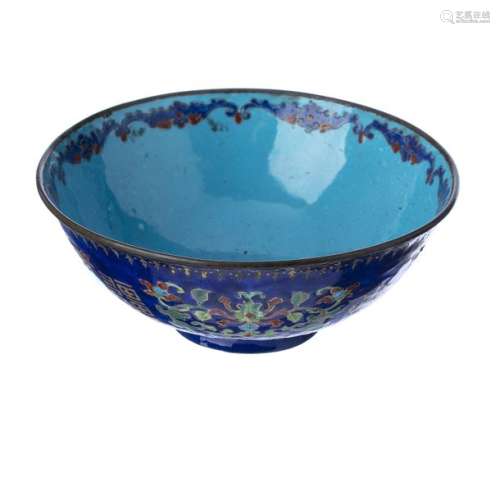 Canton enamel lotus bowl