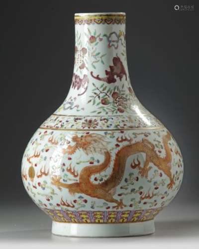 A CHINESE FAMILLE ROSE 'DRAGON AND PHOENIX' VASE