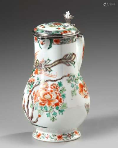 A CHINESE FAMILLE VERTE EWER AND COVER WITH DUTCH …