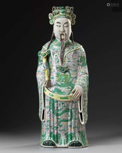 A CHINESE FAMILLE VERTE FIGURE OF LUXING