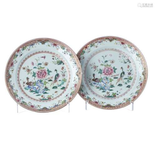 Pair of Chinese Porcelain plates, Peacocks Service…