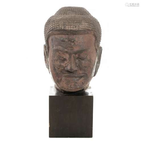 Thai Dvaravati type sandstone Buddha head
