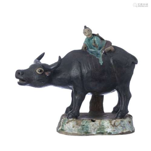 Flower pot Buffalo with boy in Chinese ceramics, M…