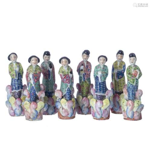 Set of eight chinese porcelain figures, Minguo