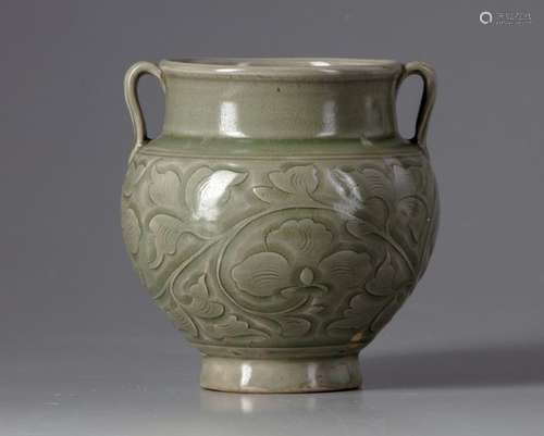 A CHINESE YAOZHOU CELADON GLAZED JAR