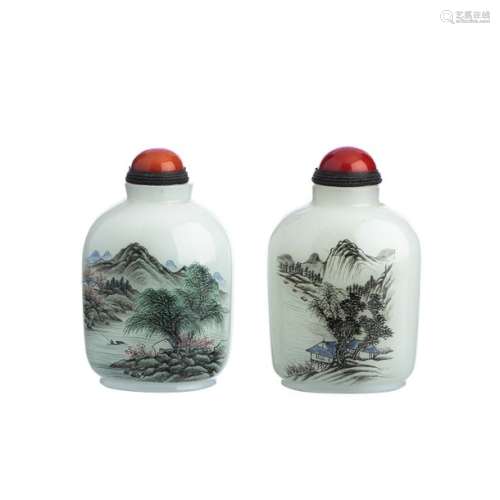 Two snuff bottles in chinese glass