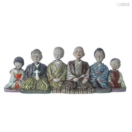 Sculptural group of Japanese terracotta movement