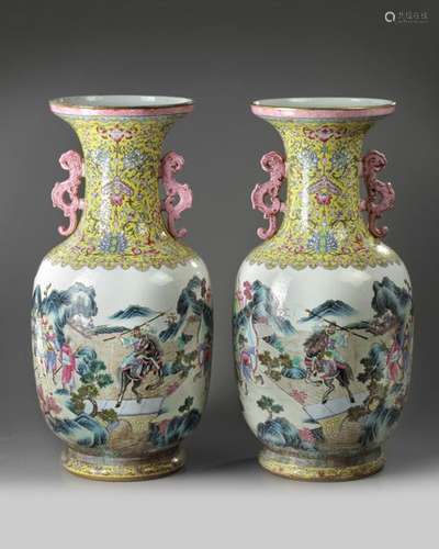 A PAIR OF LARGE CHINESE FAMILLE ROSE 'NARRATIVE' V…