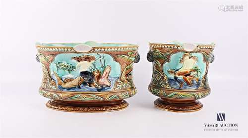 Two earthenware planters with polychrome decoratio…