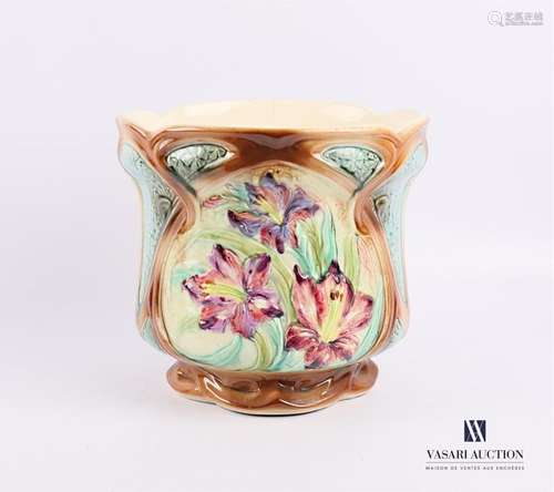 Earthenware planter with polychrome decoration dxe…