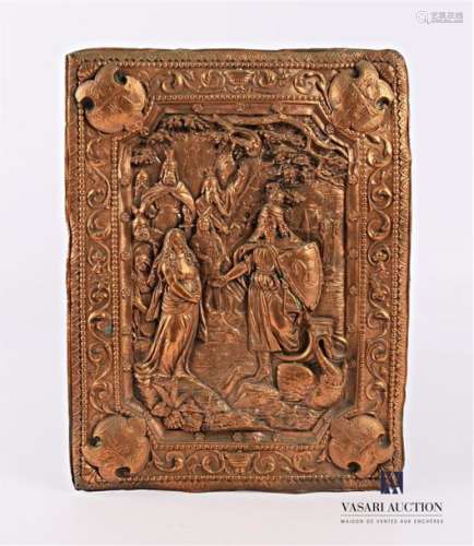 Copper plate with relief decoration of the union o…