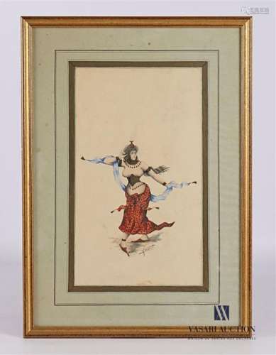 FERARD? Oriental dancer Watercolour on paper Signe…