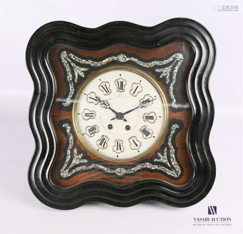 Oeil de boeuf clock in natural wood and lacquered …