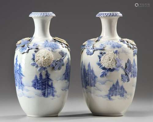 A PAIR OF JAPANESE HIRADO PORCELAIN VASES WITH APP…