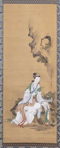 A JAPANESE HANGING SCROLL (KAKEJIKU) WITH A POLYCH…