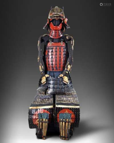 A JAPANESE DARK RED LACQUERED SUIT OF ARMOUR YOROI…