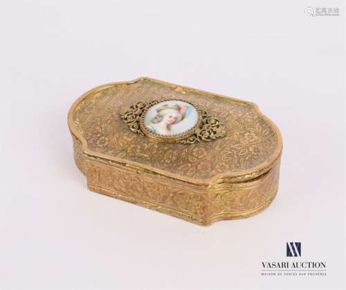 Gilded brass box of oblong shape with small convex…