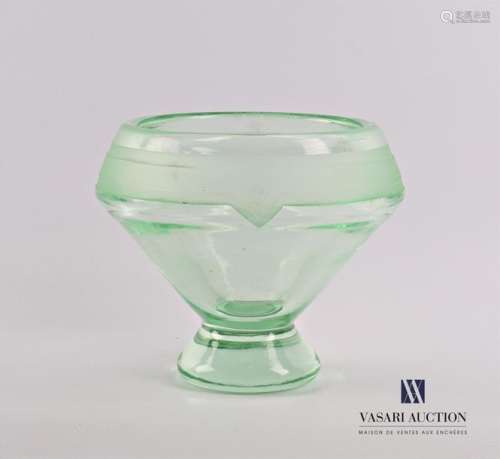 Green tinted glass vase of conical frome decorated…