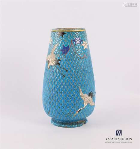 JAPAN Earthenware vase decorated in cloisonné enam…