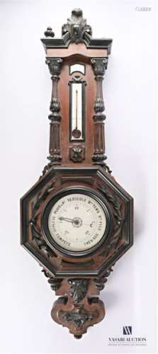 Barometer thermometer in blackened moulded natural…