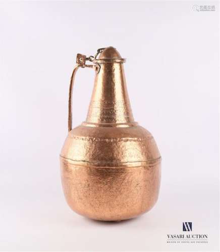Important copper covered jug in baluster form with…