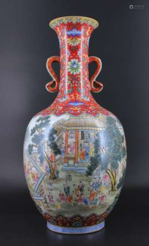 Large Qing Dynasty Porcelain Famille Rose Vase