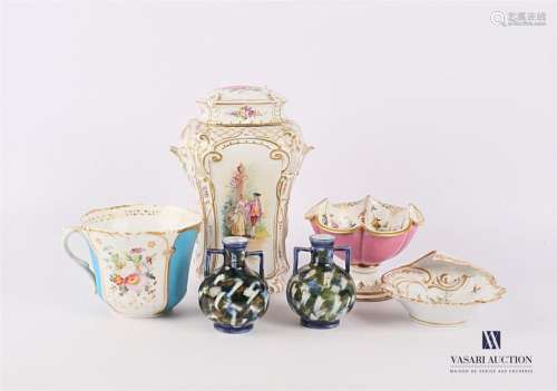 Set of six porcelain pieces including a pair of ba…