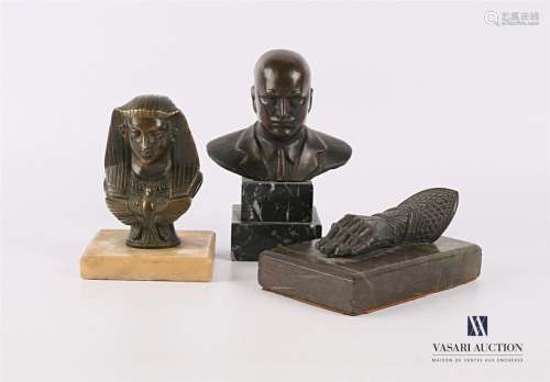 Lot comprising a bronze pharaoh's bust in bronze w…