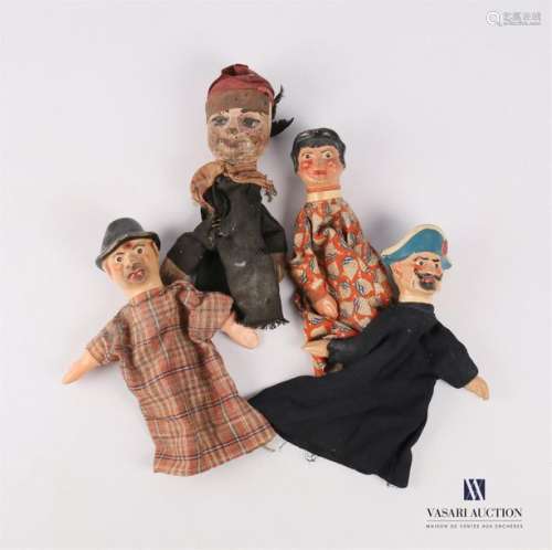 GUIGNOL Set of four puppets puppets, one in painte…