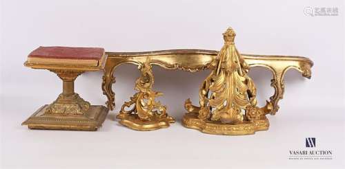 Set of four gilded wooden pieces comprising: a two…