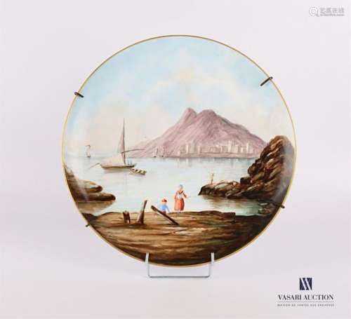 Porcelain dish decorated with a fishing scene, sig…