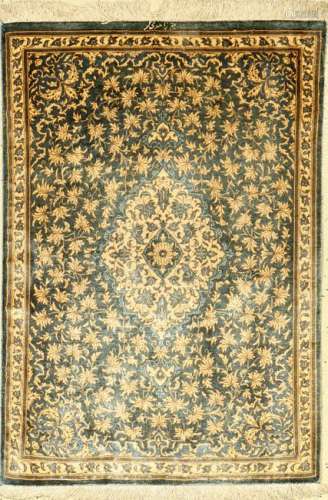 Silk Qum fine Rug (Signed), Persia, approx. 30years,