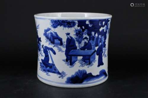 Chinese Qing Porcelain Blue White Brush Pot