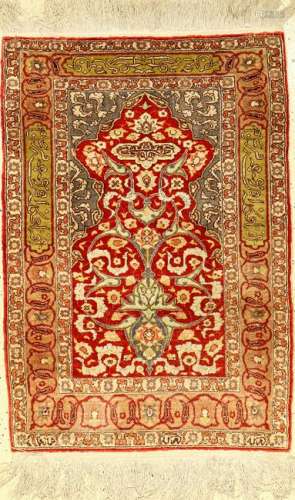 Silk Kaisery rug old, Turkey, approx. 40 years, silk